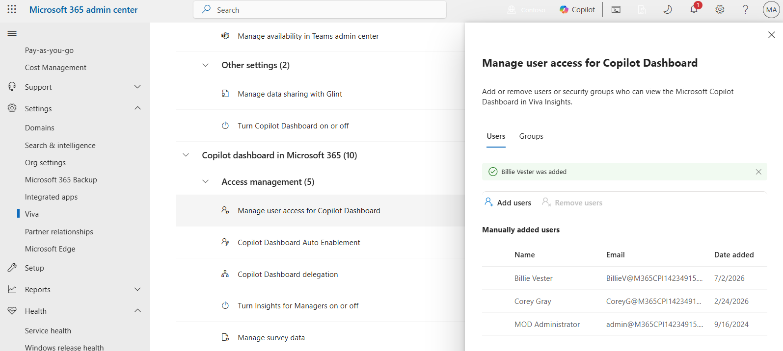 Set up Copilot usage tracking with the Copilot Dashboard : étape 2