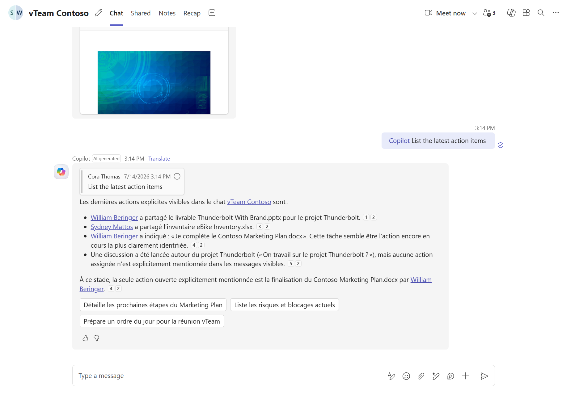 Add Copilot to a Teams conversation : étape 4