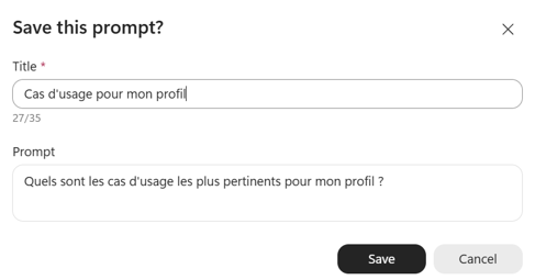 Save a prompt to reuse it in one click : étape 4