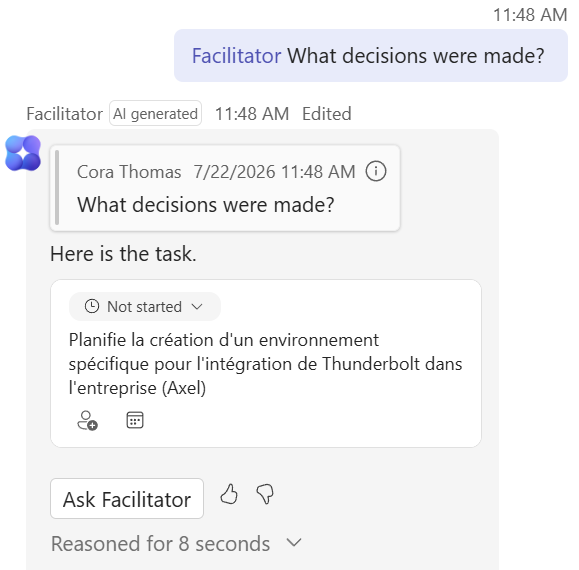 Facilitator: the agent that takes notes in your Teams meetings for you : étape 6 (2)
