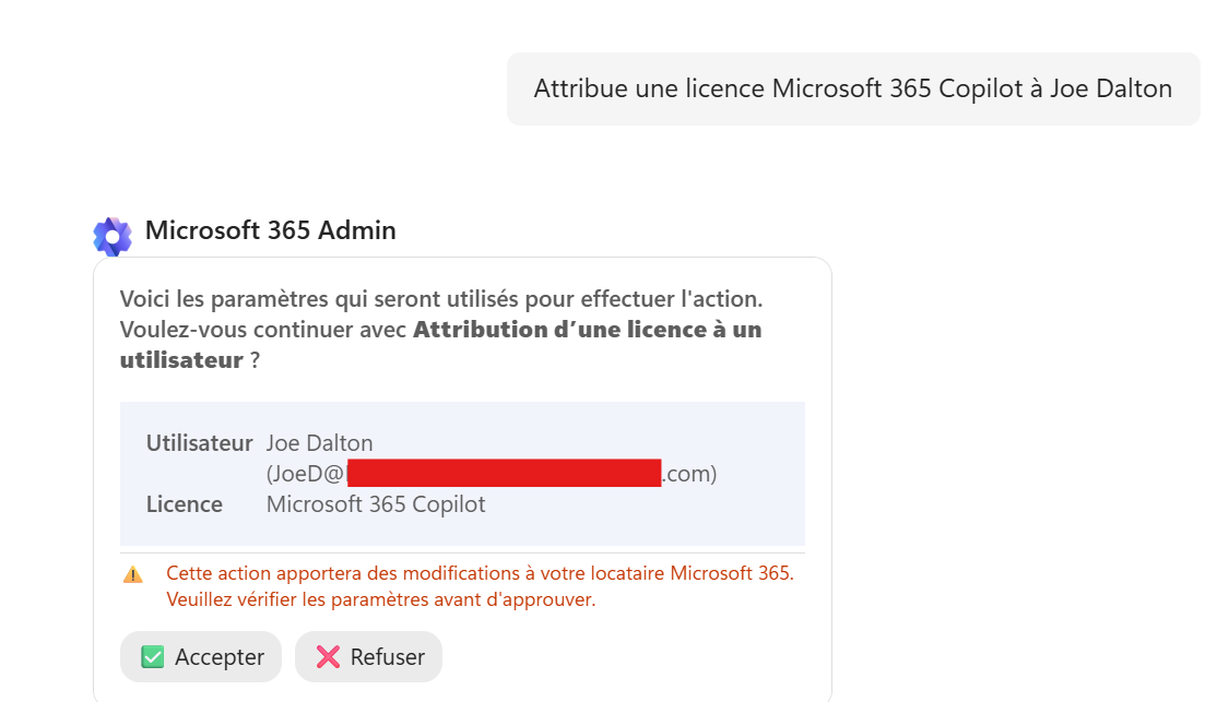 Microsoft 365 Admin Agent: run your tenant in natural language : étape 5