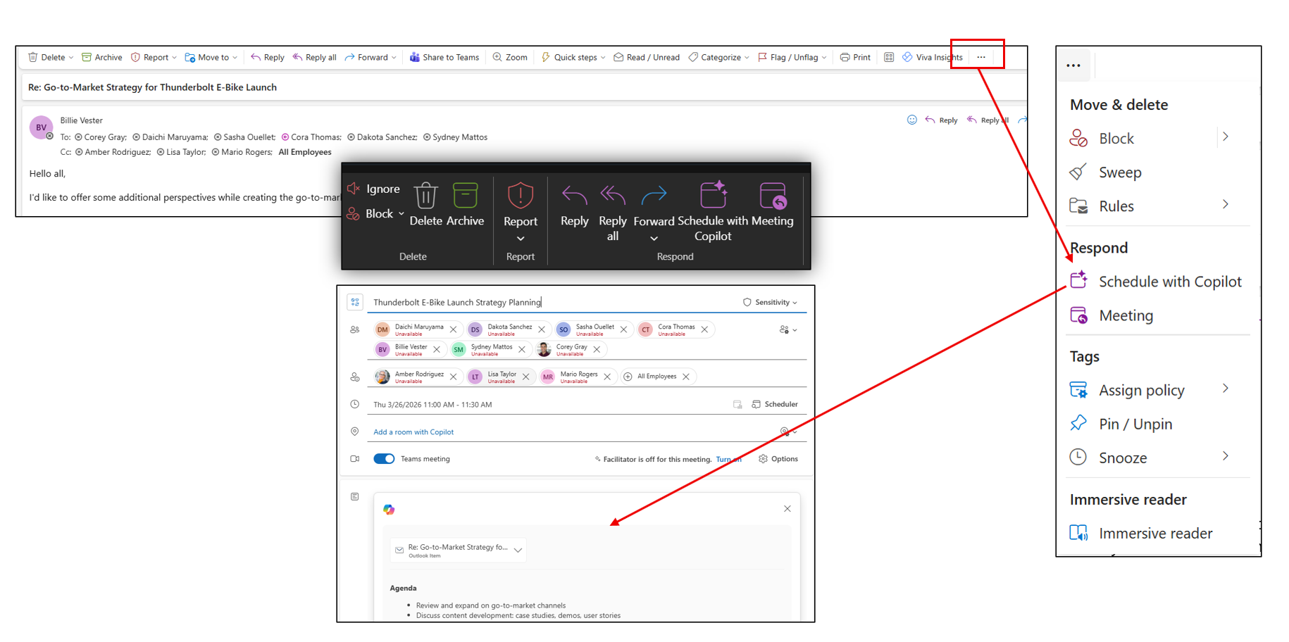 Schedule with Copilot: from an email thread to a structured meeting : étape 2