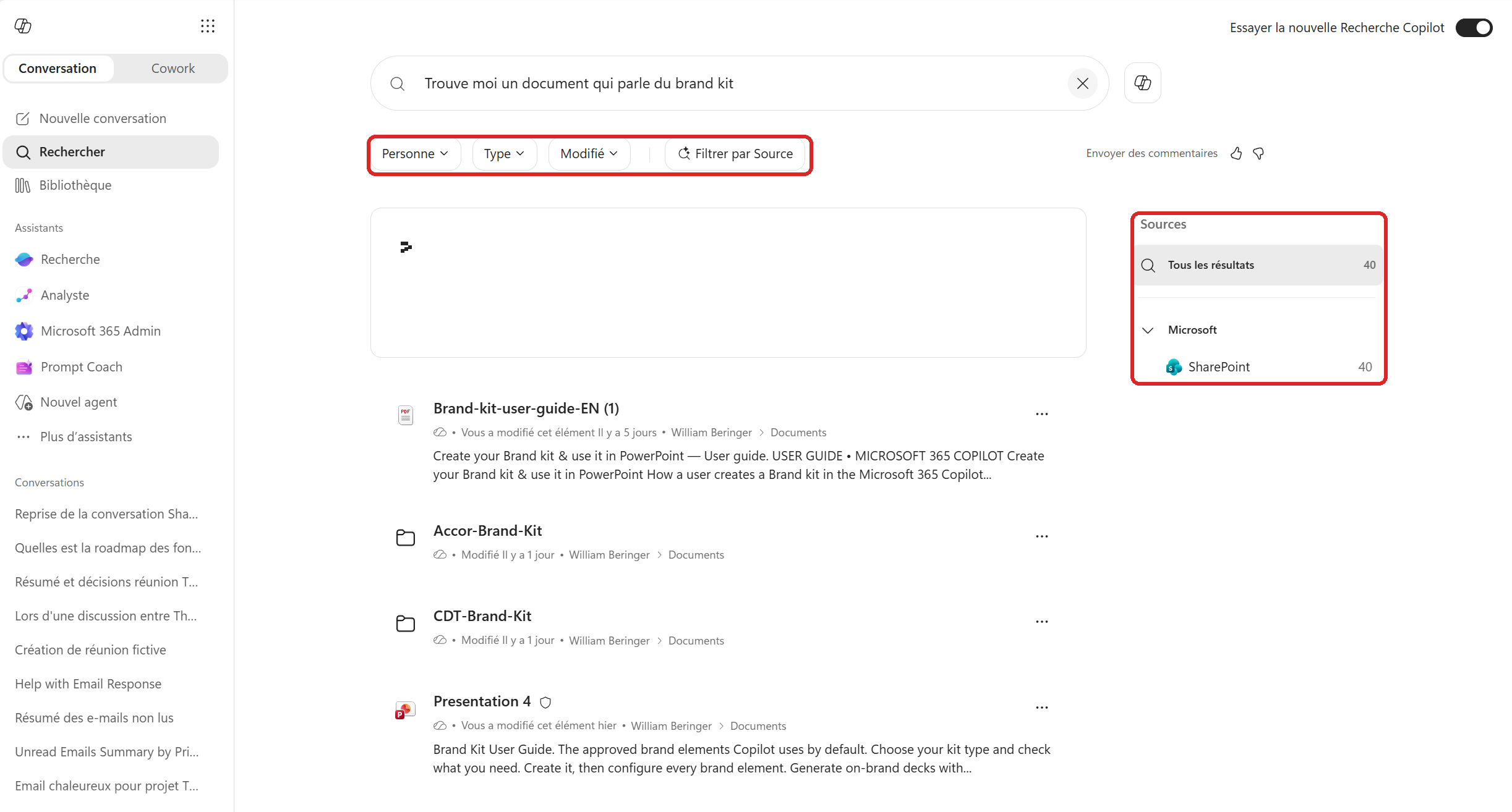 Copilot Search: find the right file using natural language : étape 2