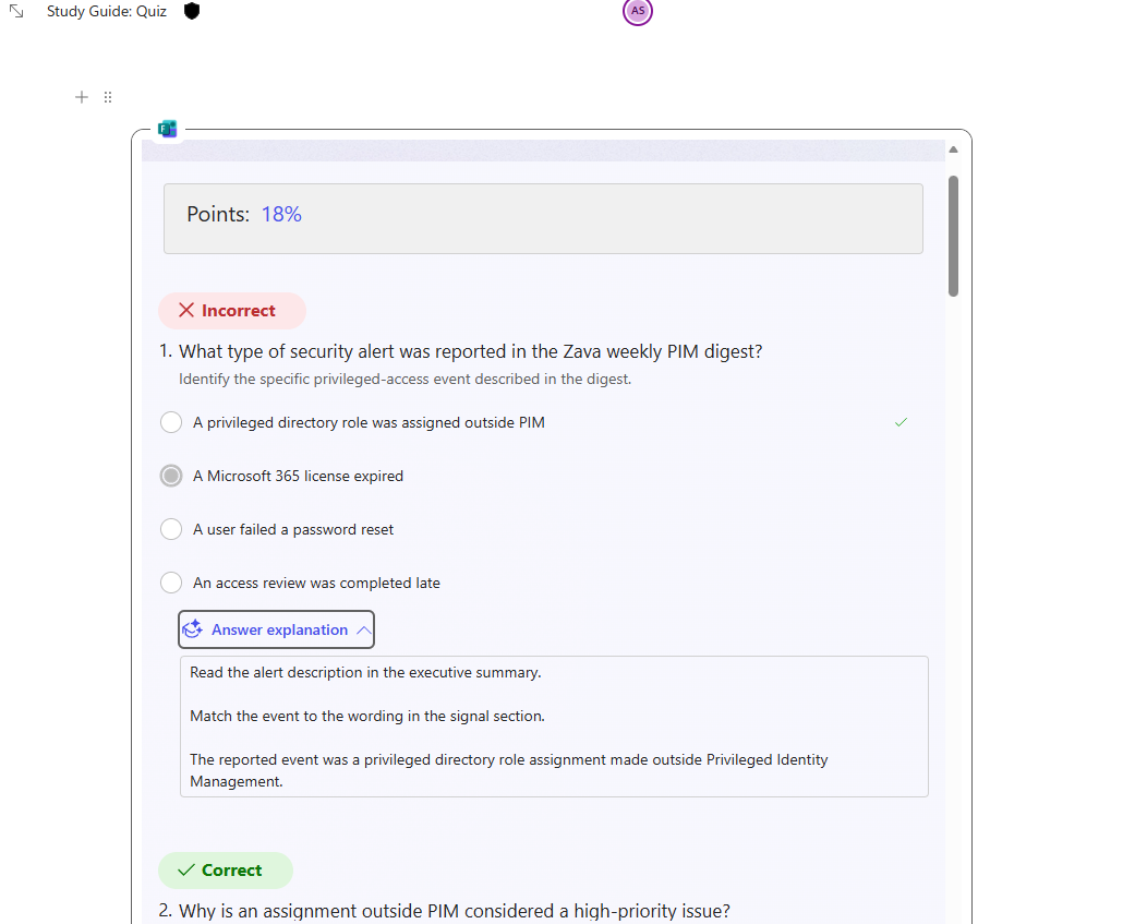 Study guide in Copilot Notebooks: turn your sources into learning material : étape 5